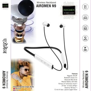 AIROMEN N9 Bluetooth Neckband white color with 6 month warranty and free delivery